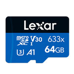 Lexar 633x การ์ดหน่วยความจำโทรศัพท์มือถือเฉพาะสำหรับกล้องบันทึกภาพความเร็วสูง 64GB DVR TF Card, 64GB