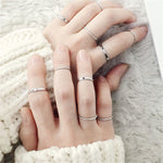 ชุดแหวนข้อต่อดีไซน์เรียบวินเทจ J7213 สีทอง J7214 สีเงิน