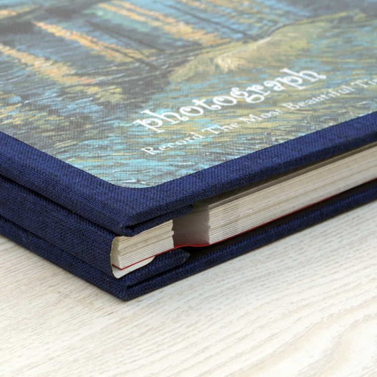 อัลบั้มภาพทำมือสไตล์เรโทร DIY พร้อมฟิล์มกาวในตัว ขนาด 16 นิ้ว ลาย Blossom, Bouquet, Landscape, Starry Night, Ride The Wind And Waves, Back To Nature, Sunflower, Starry Sky, Apricot Blossom