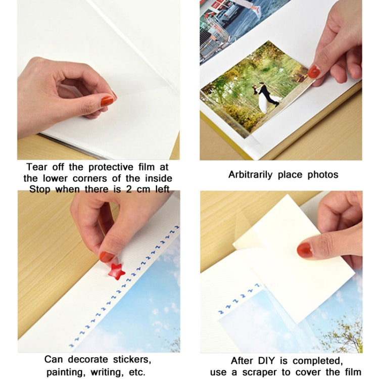 อัลบั้มภาพทำมือสไตล์เรโทร DIY พร้อมฟิล์มกาวในตัว ขนาด 16 นิ้ว ลาย Blossom, Bouquet, Landscape, Starry Night, Ride The Wind And Waves, Back To Nature, Sunflower, Starry Sky, Apricot Blossom