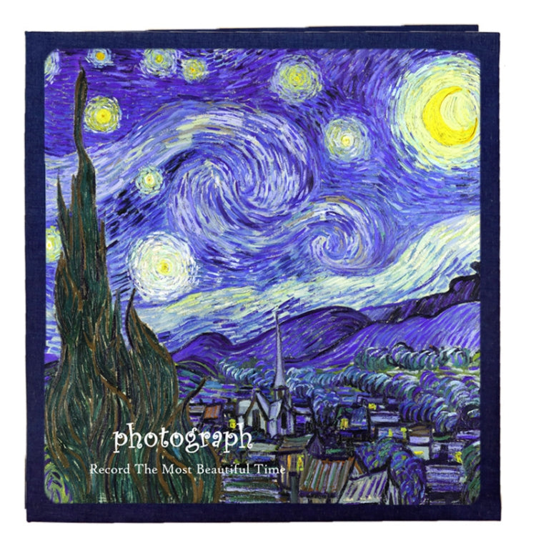 อัลบั้มภาพทำมือสไตล์เรโทร DIY พร้อมฟิล์มกาวในตัว ขนาด 16 นิ้ว ลาย Blossom, Bouquet, Landscape, Starry Night, Ride The Wind And Waves, Back To Nature, Sunflower, Starry Sky, Apricot Blossom