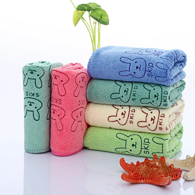 ผ้าขนหนูไมโครไฟเบอร์สำหรับเด็กน่ารัก ขนาด 25*50 ซม. ผ้าขนหนูซับน้ำแห้งสำหรับอาบน้ำ ชายหาด ผ้าขนหนูเด็ก ผ้าฝ้ายสำหรับเด็ก, 25x50 ซม.