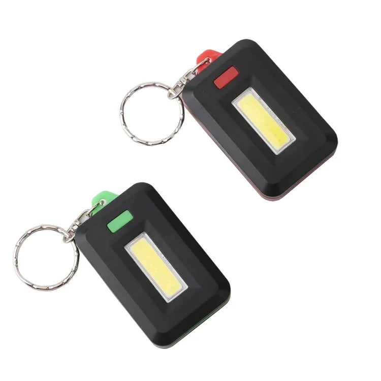 ไฟฉายพวงกุญแจ LED COB ขนาดเล็ก 3W 2 ชิ้น สำหรับฉุกเฉินและตั้งแคมป์ มี 3 โหมด สีแดง สีเขียว