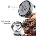เครื่องบดกาแฟไฟฟ้าสแตนเลสแบบปลั๊ก EU อเนกประสงค์ บดสมุนไพร/เครื่องเทศ/ถั่ว/ธัญพืช/เมล็ดกาแฟ เครื่องบดกาแฟ ปลั๊ก EU