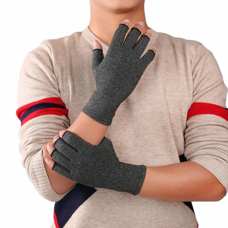 ถุงมือครึ่งนิ้วสำหรับกีฬา ระบายอากาศ ถุงมือดูแลสุขภาพ ฝึกฟื้นฟู ถุงมือแรงกดโรคข้ออักเสบ สีเทา S, ไฟเบอร์ดำ S, สีเทากัญชา S, สีเทา M, ไฟเบอร์ดำ M, สีเทากัญชา M, สีเทา L, ไฟเบอร์ดำ L, สีเทากัญชา L