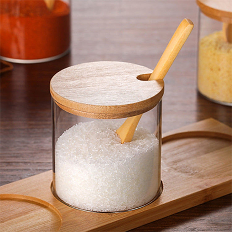Creative Borosilicate Transparent Seasoning Jar Kitchen Supplies, Spoon, Single Glass Jar, One Sets