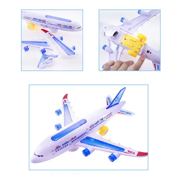 ของเล่นเครื่องบินโมเดลไฟฟ้าพร้อมไฟแฟลชและเพลง ของเล่นเด็ก DIY เครื่องบิน ของขวัญ