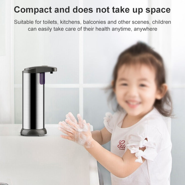 เครื่องจ่ายสบู่สแตนเลสอัตโนมัติ 250ML พร้อมเซ็นเซอร์อินฟราเรด, 250ML
