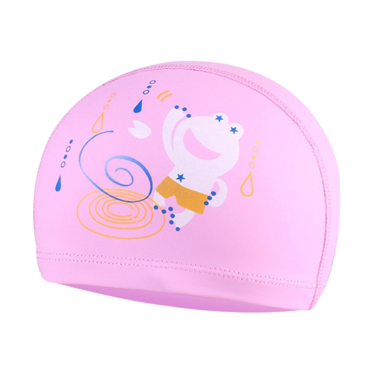 หมวกว่ายน้ำลายกบกันน้ำสำหรับเด็ก เคลือบ PU, กบ (สีน้ำเงิน), กบ (สีชมพู), กบ (สีส้ม), กบ (สีน้ำเงินเข้ม)