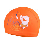 หมวกว่ายน้ำลายกบกันน้ำสำหรับเด็ก เคลือบ PU, กบ (สีน้ำเงิน), กบ (สีชมพู), กบ (สีส้ม), กบ (สีน้ำเงินเข้ม)