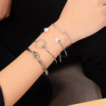 ชุดสร้อยข้อมือคริสตัลแบบเปิดหลายชั้น 4 ชิ้นสำหรับผู้หญิง สีทอง สีเงิน