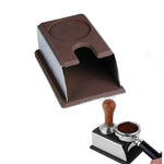 แทมเปอร์กาแฟเอสเพรสโซ่สแตนเลสพร้อมแท่นซิลิโคน เครื่องมือบาริสต้า แผ่นรองผง แผ่นรองค้อน