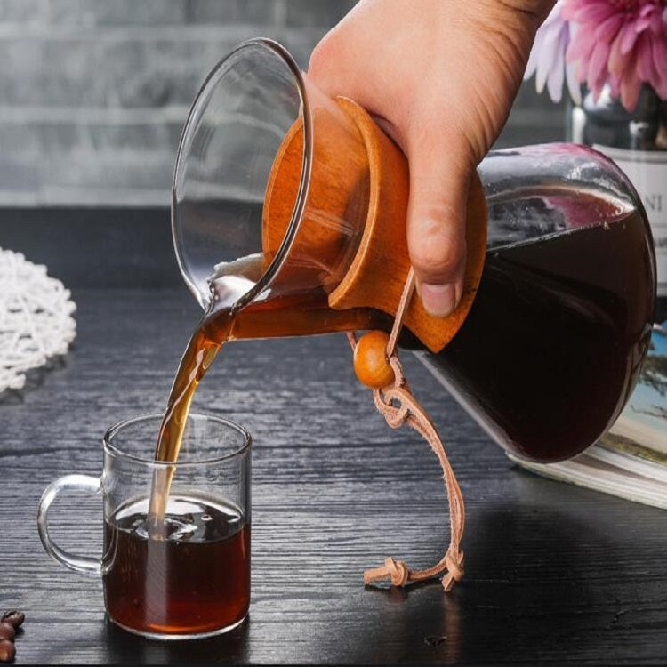 กาแก้วทนความร้อนสำหรับกาแฟ หม้อทำมือสะดวก ความจุ 600ml พร้อมที่กรอง