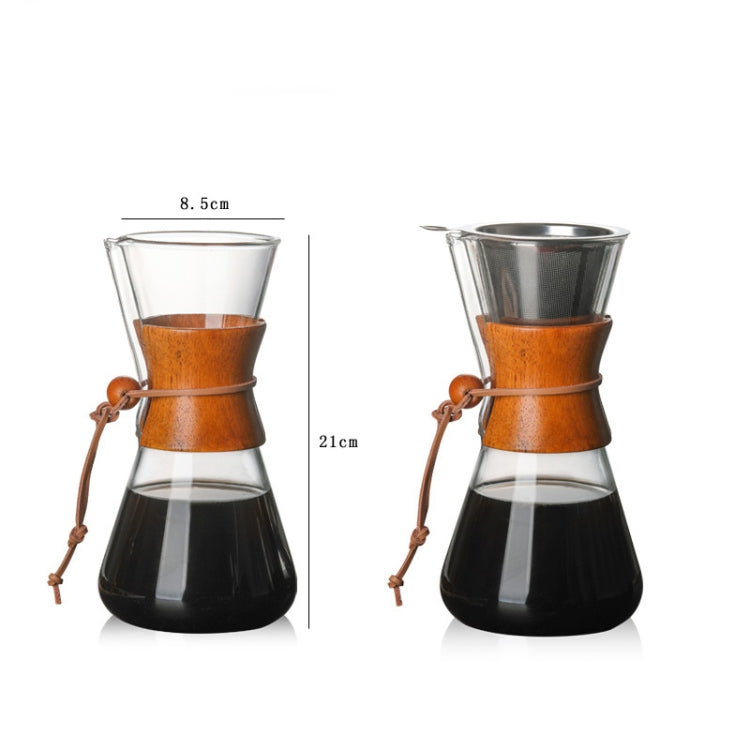 กาแก้วทนความร้อนสำหรับกาแฟ หม้อทำมือสะดวก ความจุ 600ml พร้อมที่กรอง