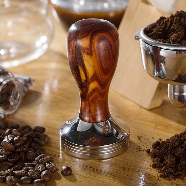 ด้ามจับไม้เนื้อแข็งสแตนเลสแบบบูรณาการสำหรับผงกาแฟ ด้ามจับไม้จันทน์แดง 57.5mm, ด้ามจับไม้จันทน์แดง 58mm, ด้ามจับไม้โอ๊ค 57.5mm, ด้ามจับไม้โอ๊ค 58mm, ด้ามจับไม้กุหลาบ 57.5mm, ด้ามจับไม้กุหลาบ 58mm, ด้ามจับสแตนเลสถอดได้ 57.5mm