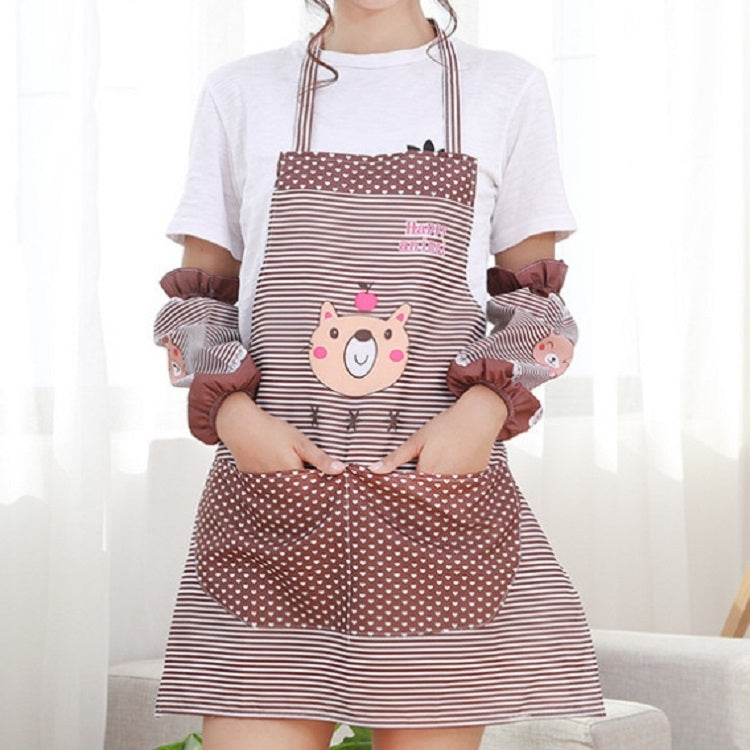 ผ้ากันเปื้อนลายการ์ตูนหมีกันน้ำมัน พร้อมแขนเสื้อ