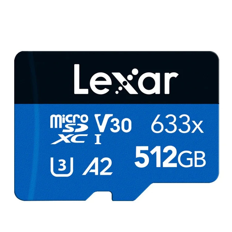 Lexar 633x การ์ดหน่วยความจำแฟลชความเร็วสูง 512GB สำหรับกล้องกีฬา โทรศัพท์มือถือ TF และกล้องบันทึกภาพรถยนต์, 512GB