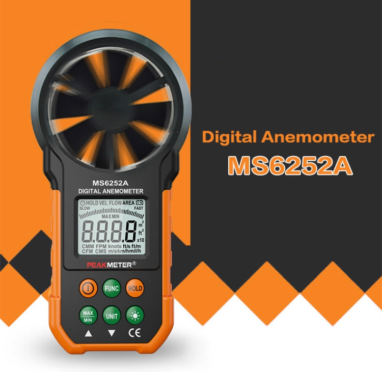เครื่องวัดความเร็วลมและปริมาณอากาศดิจิตอลความแม่นยำสูง PEAKMETER รุ่น MS6252A วัดความเร็วลม ปริมาณอากาศ, MS6252B วัดอุณหภูมิ ความชื้น, USB