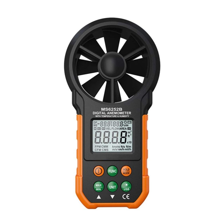 เครื่องวัดความเร็วลมและปริมาณอากาศดิจิตอลความแม่นยำสูง PEAKMETER รุ่น MS6252A วัดความเร็วลม ปริมาณอากาศ, MS6252B วัดอุณหภูมิ ความชื้น, USB