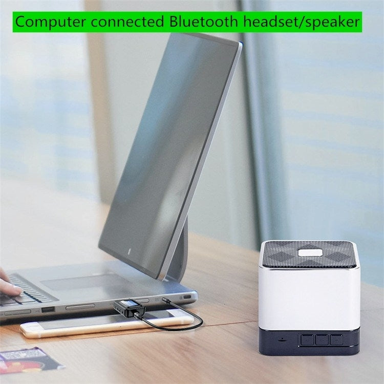 อะแดปเตอร์บลูทูธ 5.0 2-in-1 USB ไร้ไดรเวอร์ รับส่งเสียงไร้สาย พร้อมจอ LCD