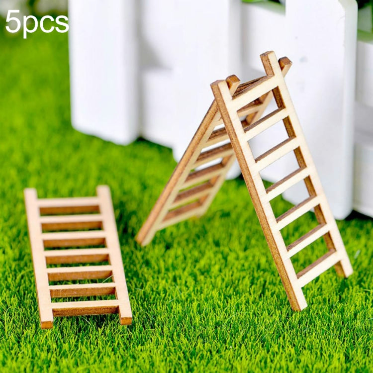 บันไดจำลอง 5 ชิ้น ตกแต่งบันไดไม้ ทางเดิน สวนจิ๋ว กระถางต้นไม้ฟอกอากาศ DIY ตกแต่งบันไดจำลอง