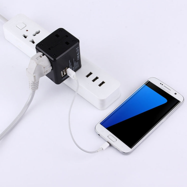 อะแดปเตอร์ปลั๊กเดินทางสากลแบบซ่อน พร้อมพอร์ต USB คู่ในตัว สำหรับ US, UK, AU, EU