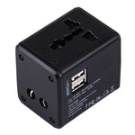 อะแดปเตอร์ปลั๊กเดินทางสากลแบบซ่อน พร้อมพอร์ต USB คู่ในตัว สำหรับ US, UK, AU, EU