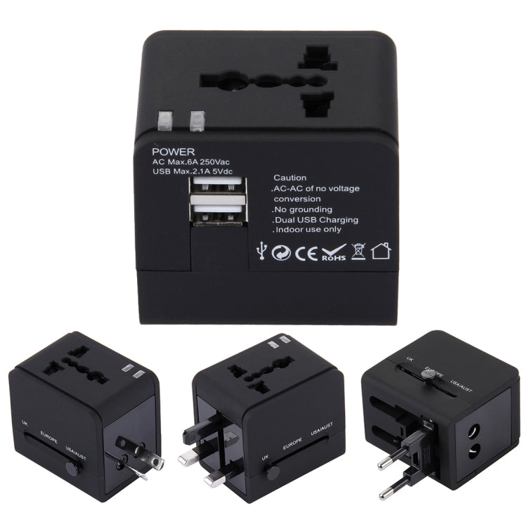 อะแดปเตอร์ชาร์จปลั๊กคู่ USB 5V 2.1A, ปลั๊ก UK / EU / US / AU, 5V 2.1A