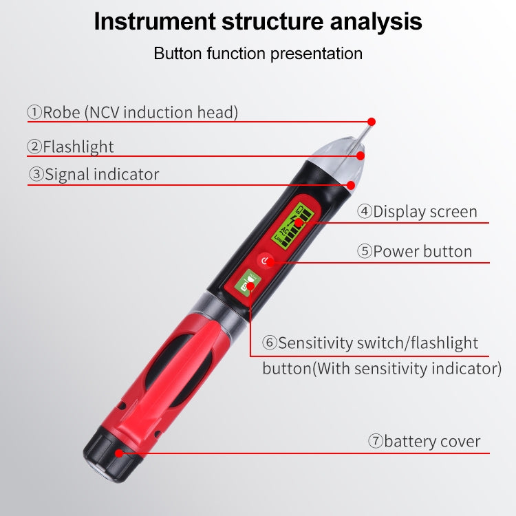 เครื่องวัดแรงดันไฟฟ้า AC แบบไม่สัมผัส WINTACT WT3010 ปากกาตรวจจับแรงดันไฟฟ้า 12-1000V, WINTACT WT3010