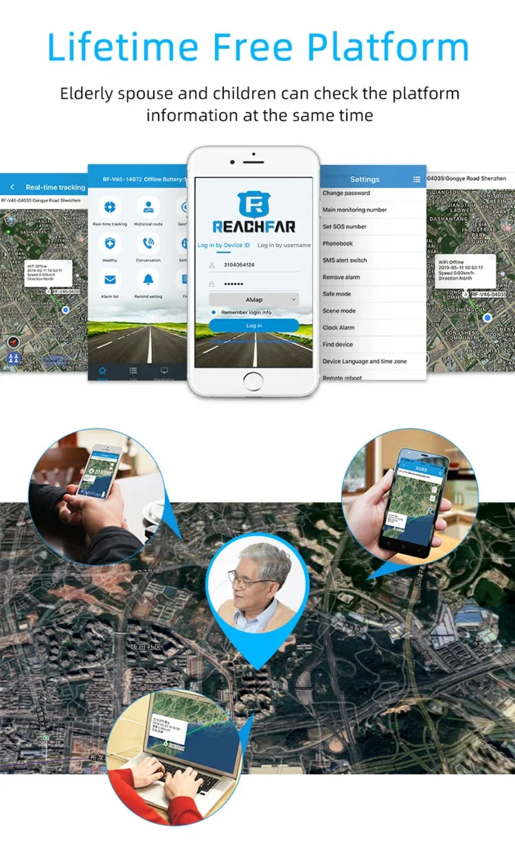 REACHFAR RF-V46-A นาฬิกาข้อมือ GPS สมาร์ทแทรกเกอร์ รองรับ SOS / กล้อง / การจัดการสุขภาพ / 4G LTE / ความดันโลหิต / อัตราการเต้นของหัวใจ สำหรับเอเชีย / ยุโรป / แอฟริกา / ออสเตรเลีย, RF-V46-A