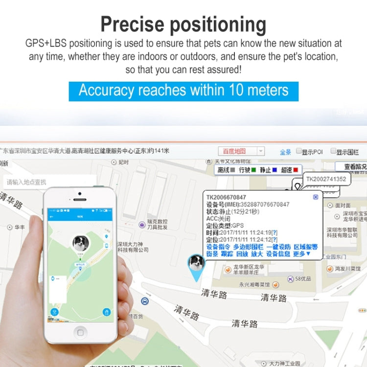 Z8-A เครื่องสวมใส่อัจฉริยะขนาดเล็กสำหรับสัตว์เลี้ยง GPS ตัวติดตามตำแหน่ง