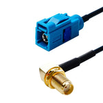 อะแดปเตอร์สายเคเบิล RG174 ขั้วต่อ SMA ตัวผู้แบบข้อศอก 20 ซม. เป็นขั้วต่อ Fakra Z ตัวเมีย, SMA ตัวผู้แบบข้อศอกเป็น Fakra Z ตัวเมีย