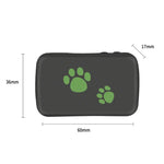 4G GPS pet tracker collar case with green paw prints, dimensions 60mm x 36mm x 17mm for pets' tracking devices.