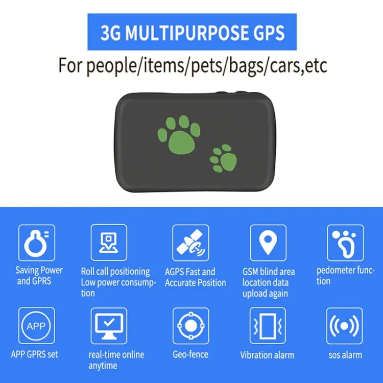 TK203 เครื่องติดตาม GPS / GPRS / GSM 4G สำหรับบุคคล / สินค้า / สัตว์เลี้ยง / กระเป๋า ปลอกคอติดตามแบบเรียลไทม์, TK203