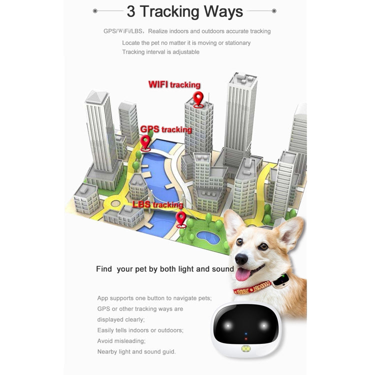 RF-V43 รุ่น A เครื่องติดตาม GPS + LBS + WiFi กันน้ำ IP67 สำหรับสัตว์เลี้ยง ปลอกคอติดตาม สำหรับเอเชีย/ยุโรป/แอฟริกา/ออสเตรเลีย, RF-V43 รุ่น A (สีดำ), RF-V43 รุ่น A (สีขาว)