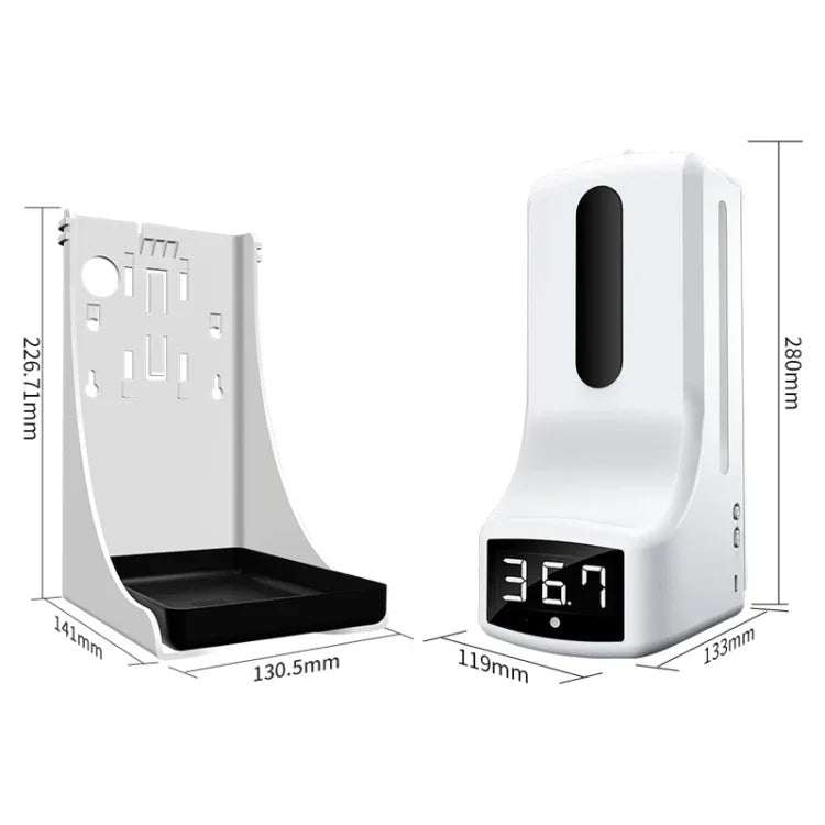 K9 Pro เครื่องวัดอุณหภูมิแบบไม่สัมผัสพร้อมเซ็นเซอร์วัดระยะและแสง + เครื่องจ่ายสบู่เหลวอัตโนมัติแบบไม่สัมผัส 1000 มล. พร้อมฐานติดตั้ง, K9 Pro
