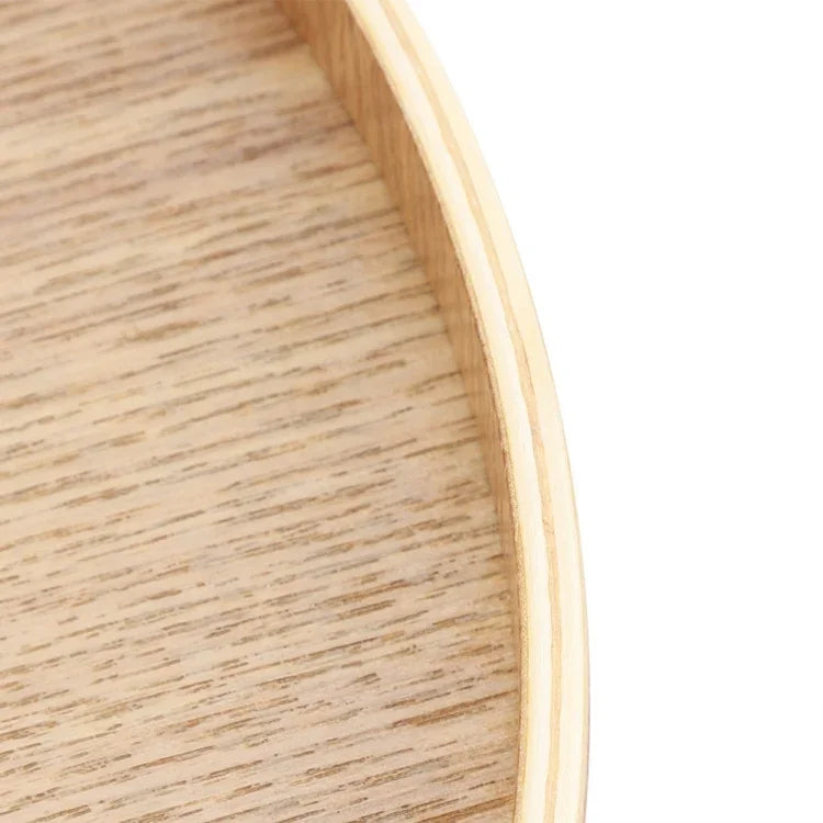 Creative Round Solid Wood Tea Tray Hotel Wooden Tay Storage Tray, Diameter: 37.5cm, Wood Color, Diameter: 37.5cm