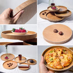 Creative Round Solid Wood Tea Tray Hotel Wooden Tay Storage Tray, Diameter: 37.5cm, Wood Color, Diameter: 37.5cm