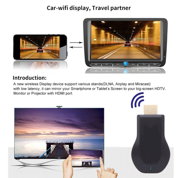 M4 Plus ตัวรับสัญญาณแสดงผลไร้สาย WiFi Dongle Airplay Miracast DLNA 1080P HDMI TV Stick สำหรับ iPhone, Samsung และสมาร์ทโฟน Android อื่นๆ, M4 Plus