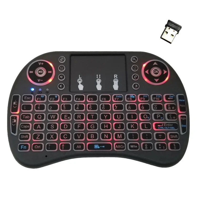 รองรับภาษา: อิตาลี i8 Air Mouse คีย์บอร์ดไร้สายมีไฟพื้นหลังพร้อมทัชแพดสำหรับ Android TV Box & สมาร์ททีวี & แท็บเล็ตพีซี & Xbox360 & PS3 & HTPC/IPTV, อิตาลี