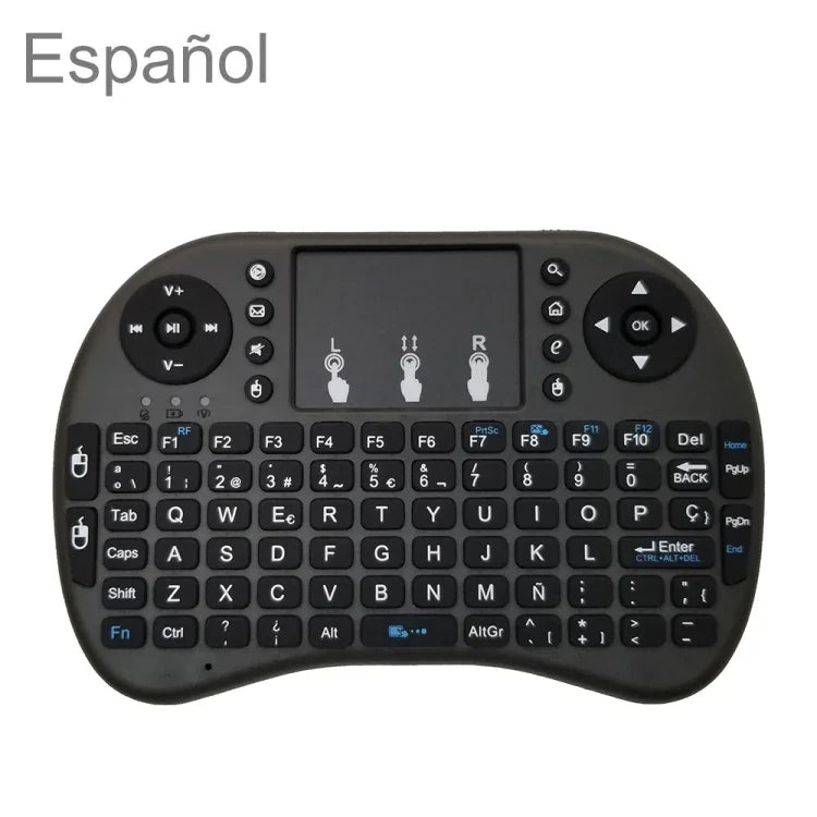 รองรับภาษา: สเปน i8 เมาส์ไร้สายพร้อมคีย์บอร์ดและทัชแพด สำหรับ Android TV Box & สมาร์ททีวี & แท็บเล็ต PC & Xbox360 & PS3 & HTPC/IPTV, สเปน