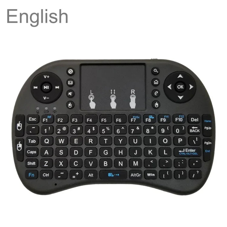 รองรับภาษา: ภาษาอังกฤษ i8 เมาส์ไร้สายพร้อมคีย์บอร์ดและทัชแพด สำหรับ Android TV Box & สมาร์ททีวี & แท็บเล็ต PC & Xbox360 & PS3 & HTPC/IPTV, ภาษาอังกฤษ