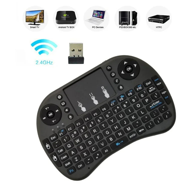 รองรับภาษา: ภาษาอังกฤษ i8 เมาส์ไร้สายพร้อมคีย์บอร์ดและทัชแพด สำหรับ Android TV Box & สมาร์ททีวี & แท็บเล็ต PC & Xbox360 & PS3 & HTPC/IPTV, ภาษาอังกฤษ