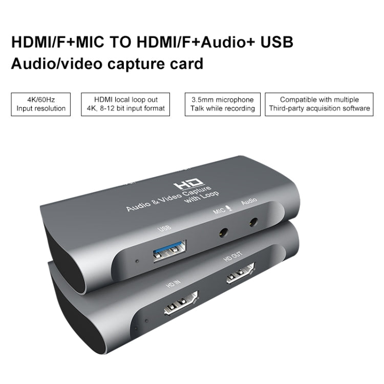 Z27 กล่องจับภาพวิดีโอและเสียง USB 2.0 แบบ HDMI หญิง + ไมโครโฟนเป็น HDMI หญิง, Z27