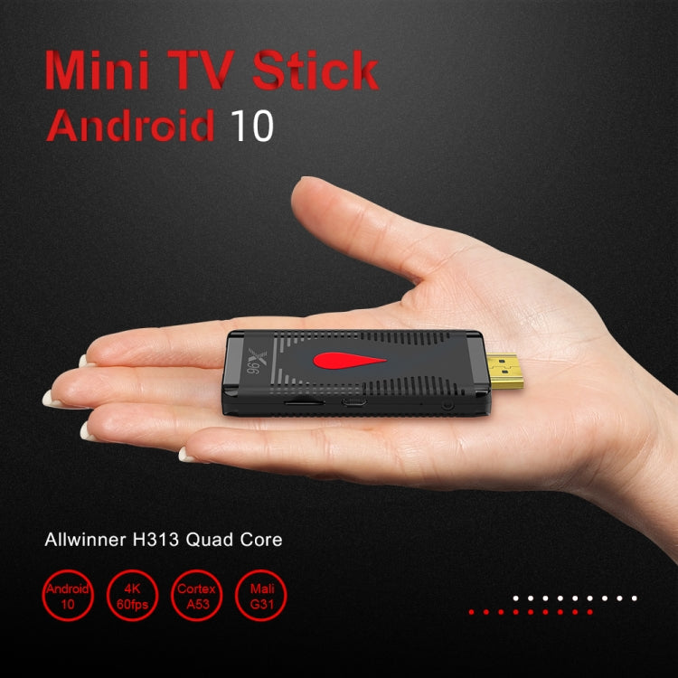 X96 S400 แอนดรอยด์ 10.0 มินิทีวีสติ๊ก Allwinner H313 ควอดคอร์ ARM Cortex A53, 1GB + 8GB รองรับ WiFi, HDMI, การ์ด TF, USB, 1GB+8GB
