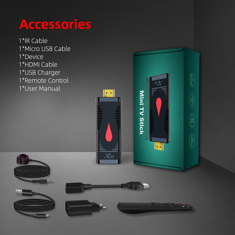 X96 S400 แอนดรอยด์ 10.0 มินิทีวีสติ๊ก Allwinner H313 ควอดคอร์ ARM Cortex A53, 2GB + 16GB รองรับ WiFi, HDMI, การ์ด TF, USB, 2GB+16GB