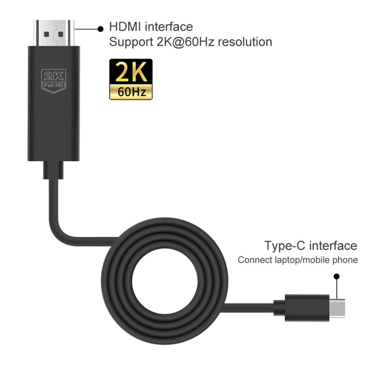 UC506 สายเคเบิล USB-C / Type-C เป็น HDMI 2K 60Hz HDTV UC506