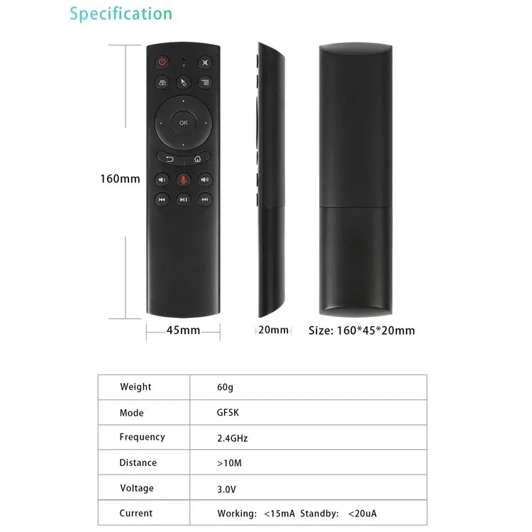 รีโมทคอนโทรลเมาส์อากาศ G20S 2.4G พร้อมเสียง Fidelity Voice Input, IR Learning และไจโรสโคป 6 แกน สำหรับ PC, Android TV Box, แล็ปท็อป และโปรเจคเตอร์, G20S