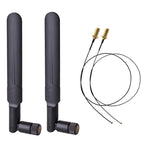 เสาอากาศ WiFi RP-SMA ตัวผู้ 2 x 6dBi 2.4GHz 5GHz ดูอัลแบนด์ + สายพิกเทล RP-SMA IPEX MHF4 35CM 2 เส้น สำหรับการ์ด M.2 NGFF WiFi WLAN, เสาอากาศ 6dBi + สาย RP-SMA