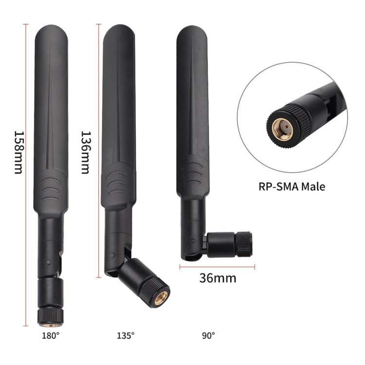 เสาอากาศ WiFi RP-SMA ตัวผู้ 2 x 6dBi 2.4GHz 5GHz ดูอัลแบนด์ + สายพิกเทล RP-SMA IPEX MHF4 35CM 2 เส้น สำหรับการ์ด M.2 NGFF WiFi WLAN, เสาอากาศ 6dBi + สาย RP-SMA